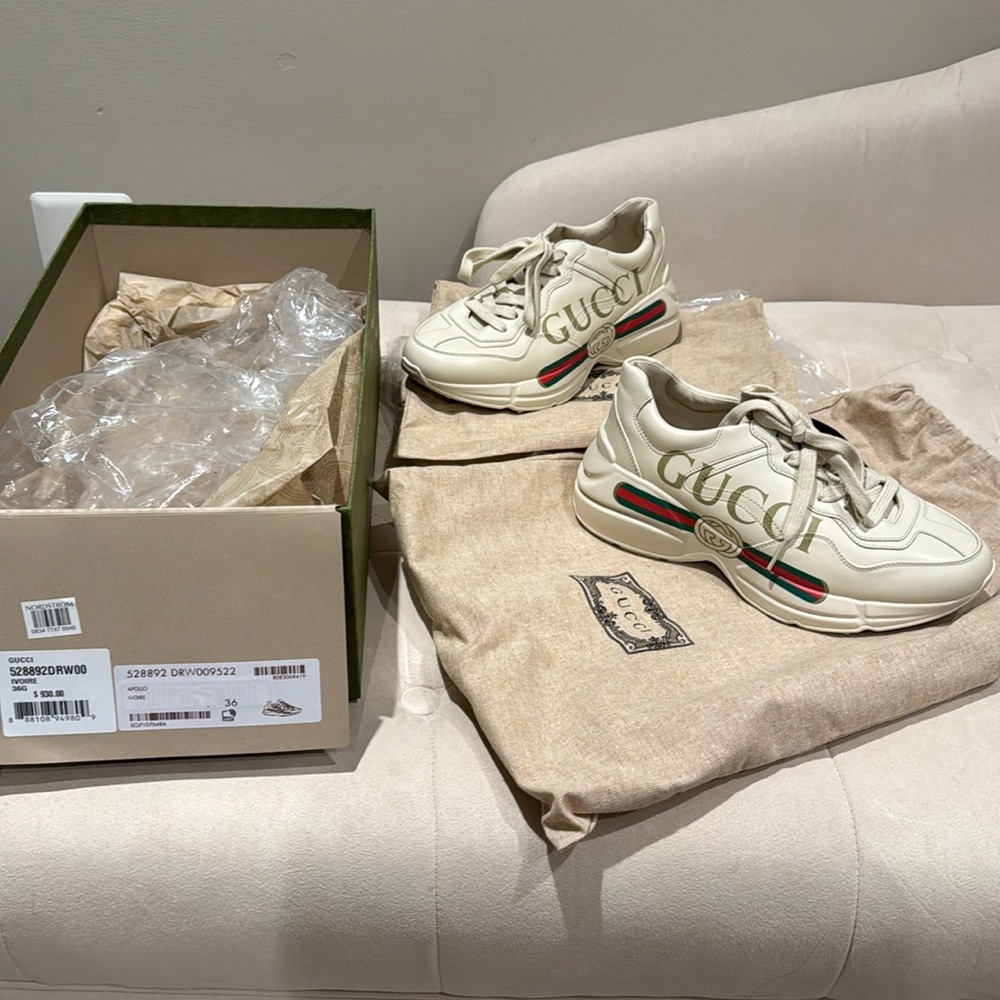 Gucci Apollo ivory sneakers worn ones. Size 6